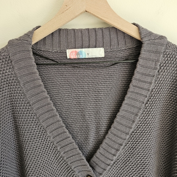 Free People Gray Waffle Knit Oversized Hailee Cardigan Sweater - Picture 7 of 14